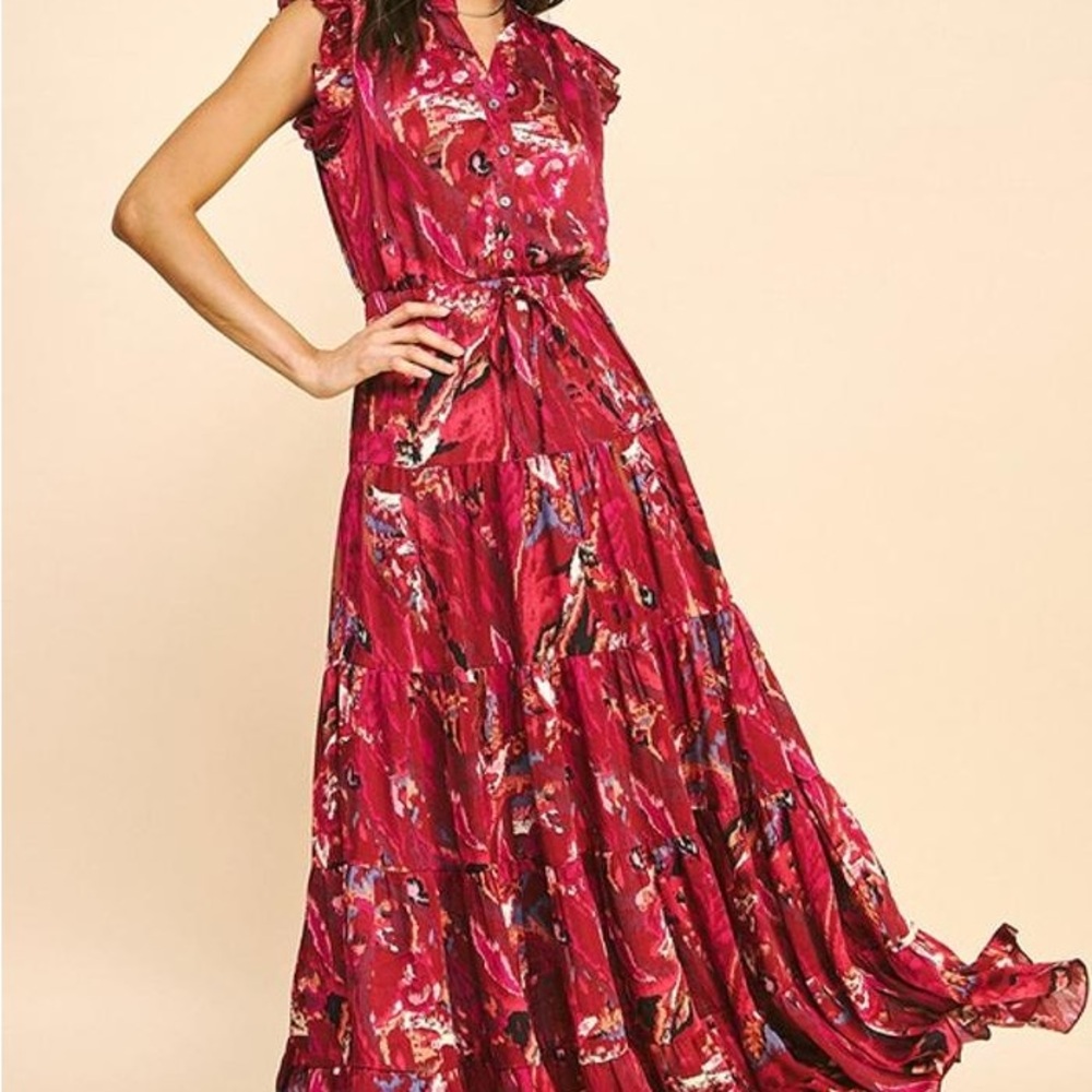 Pinch Vibrant Deep Pink Floral Maxi Dress